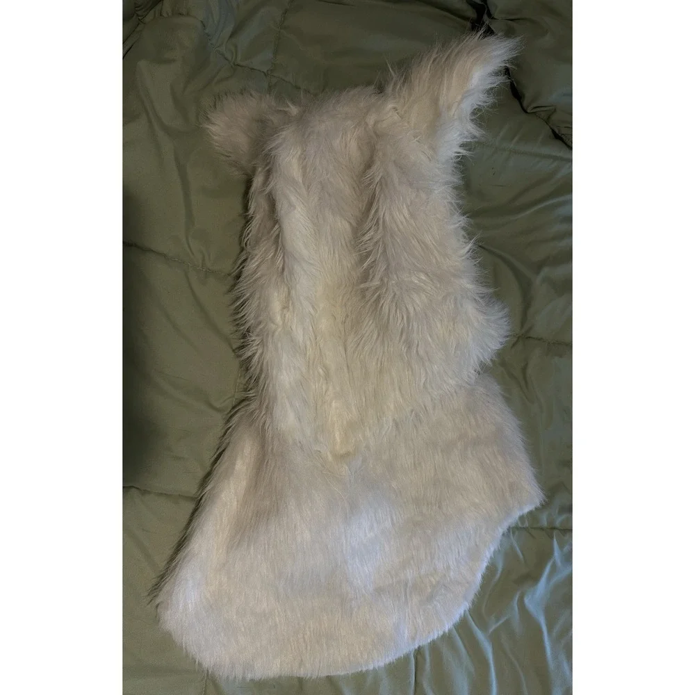 White Wolf Fox Fur Moving Mouth Mask Halloween